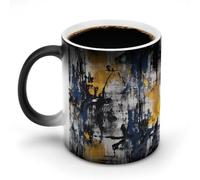 FekiLoot Navy Blue Color 12 Oz Color Changing Ceramic Magic Mug | Heat Sensitive Color Changing Coffee Mug Funny Tea Cup with Handle Milk Mug for Men Women Home Office Travel