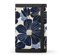 FekiLoot Navy Blue Flowers Slim Wallet Trifold Wallet Credit Card Holder Wallets Stylish Money Clip for Men Women