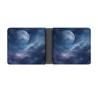 FekiLoot Nebula And Moon Wallet for Men Minimalist Small Bifold Wallet Card Holder for ID, Credit Cards, Cash, Commuters