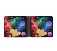 FekiLoot Neon Nebula Wallet for Men Minimalist Small Bifold Wallet Card Holder for ID, Credit Cards, Cash, Commuters