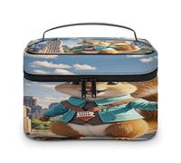 FekiLoot New York And Squirrel Makeup Bag Large Capacity Travel Cosmetic Bag Lightweight Hand-held Toiletry Bags Portable Cosmetic Pouch Cute Make Up Pouch for Women