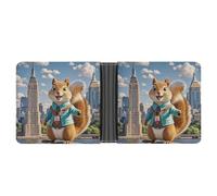 FekiLoot New York And Squirrel Wallet Slim PU Bifold Design Wallet with Multiple Card Slots Wallets Extra Capacity Pocket Wallets