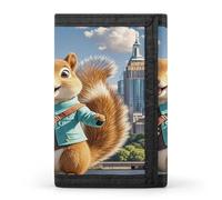 FekiLoot New York And Squirrel Wallet Slim Trifold Wallets with Multiple Card Slots Credit Card Holder Pocket Coin Purse