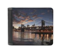 FekiLoot New York Bridge PU Leather Wallet Bifold Wallet Front Pocket Wallets Fashion Purse Slim Billfold Credit Card Holder