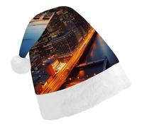 FekiLoot New York City Scenery Christmas Hat Cap with Plush Trim Warm Xmas Hats Headwear for Winter Holiday Party Supply