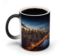 FekiLoot New York City Scenery Color Changing Mug Heat Changing Mug Ceramic Mug Heat Reactive Black Mug Tea Cup Message Appears As It Heats Birthday Holiday Gift for Family Friend
