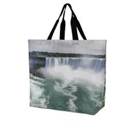 FekiLoot Niagara Falls Shopping Bag Foldable, Multipurpose Shoulder Bag, Reusable Grocery Bag Holder with Long Shoulder Strap, Waterproof Tote Bags for Work, Beach, Travel