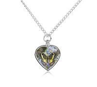 FekiLoot Nice Butterfly Custom Ashes Necklace Personalized Pet Urn Hair Cremation Souvenir Necklace Memorial Keepsake Holder Pendant Heart Jewelry for Ashes Gift for Dog Loss