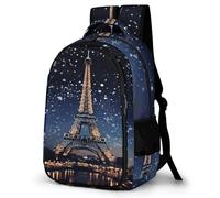 FekiLoot Night Paris Eiffel Tower Backpack for Women Men Nurse Bag Front Pocket, Carry On Backpack for Weekender Business Hiking