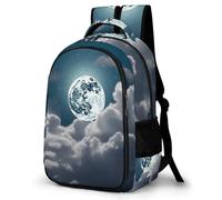 FekiLoot Night Sky Full Moon Backpack for Women Men Nurse Bag Front Pocket, Carry On Backpack for Weekender Business Hiking