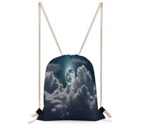 FekiLoot Night Sky Full Moon Drawstring Backpack Gym Bag Lightweight Sport Gym Sackpack for Beach, Travel, Yoga, Swimming