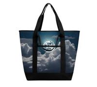 FekiLoot Night Sky Full Moon Shopping Bag Tote Bag Reusable Grocery Bags