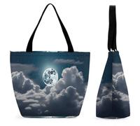 FekiLoot Night Sky Full Moon Tote Bag Beach Bag Shopping Bags