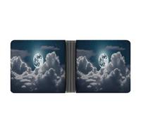 FekiLoot Night Sky Full Moon Wallet for Men Minimalist Small Bifold Wallet Card Holder for ID, Credit Cards, Cash, Commuters