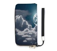FekiLoot Night Sky Full Moon Zipper Wallet Women Men RFID Blocking Credit Card Wallet, Purse Wristlet Large Capacity