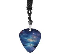 FekiLoot Night Sky Guitar Pick Necklace for Men Personlized Picks Necklace Non-Fading Titanium Steel Pendant Necklaces Decoration for Women Men Music Lover Gift