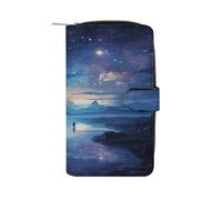FekiLoot Night Sky Wallets for Women Large Capacity Credit Card Holder Ladies Phone Clutch PU Leather Travel Purse