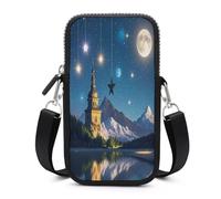 FekiLoot Nightsky Hanging Moon Stars Cell Phone Purse with Detachable Strap Small Crossbody Bags for Men Women Mini Cell Phone Bag Smart Phone Wallet Fashion Phone Pouch for Running Travel Commuting