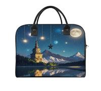 FekiLoot Nightsky Hanging Moon Stars Laptop Bag with Shoulder Strap & Handle, Large Capacity Briefcase Messenger Bags Computer Handbag Adjustable Shoulder Bag for Work Outdoor Travel Duffle Bags