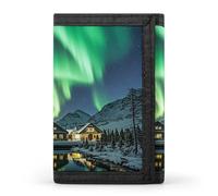 FekiLoot Northern Lights Men's Wallet Extra Capacity Trifold Wallet Thin & Stylish Trifold Card Holder with ID Window