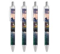 FekiLoot Norway Islands Ballpoint Pens Retractable Ball Point Pens Smooth-Flowing Black Ink 0.5mm Writing Pen Black Ink Pen for Men Women 4 PCS
