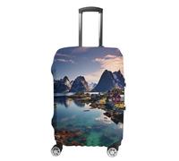 FekiLoot Norway Islands Travel Luggage Cover Stretchable Airplane Suitcase Protector Sleeve Universal Washable Fit for 19-32 Inch Checked Baggage,Water Resistant Durable Luggage Protector, white, L