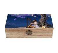 FekiLoot Note Cloud Tree Wooden Storage Box Wooden Keepsake Box with Hinged Lid Vintage Rustic Chest Wood Jewelry Boxes for Jewelry, Photos, Memorabilia, Home Decor And Craft Organization