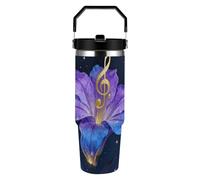 FekiLoot Note Flower Vine 30oz Tumbler with Handle And Flip Straw Lid Double Wall Travel Leak-proof Coffee Mug Stainless Steel Vacuum Insulated Coffee Tumblers Cup for Hot And Cold Drinks