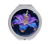 FekiLoot Note Flower Vine Compact Mirror 1x/2x Magnifying Mirror Travel Makeup Mirrors Cute Pocket Small Mirrors for Women Ideal Gift on Birthday, Christmas, Graduation Round Silver