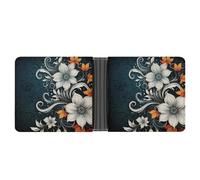 FekiLoot Novelty Boho Abstract Flowers Leather Wallet Double-Sided Different Images Bifold Wallet Ultra Strong Stitching Slim Wallets