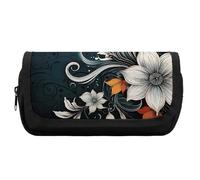 FekiLoot Novelty Boho Abstract Flowers Pencil Case Office Pencil Box Large Capacity Pencil Box Pouch Holder Double Zipper Pencil Case Use to Organize Desktop And Plan Space Home Office