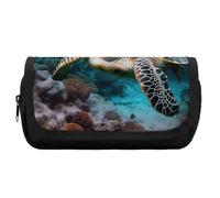 FekiLoot Ocean Animal Turtle Pencil Case Portable Zipper Large Capacity Pencil Bag Handheld Multi Function Portable Pencil Pouch Organizer for Family Office Supplies
