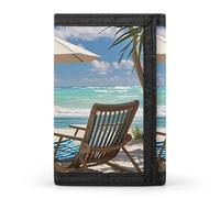 FekiLoot Ocean Beach Theme Wallet Men's Trifold Wallet Extra Capacity Credit Card Holder Cards Purse Front Pocket