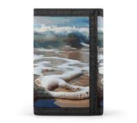 FekiLoot Ocean Sea Wave Seashell Trifold Wallet Slim Minimalist Front Pocket Men's Passcase Wallet Credit Card Holder
