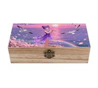 FekiLoot Ocean Wind Song Wooden Storage Box Wooden Keepsake Box with Hinged Lid Vintage Rustic Chest Wood Jewelry Boxes for Jewelry, Photos, Memorabilia, Home Decor And Craft Organization