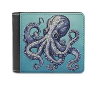FekiLoot Octopus Design PU Leather Wallet Bifold Wallet Front Pocket Wallets Fashion Purse Slim Billfold Credit Card Holder