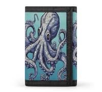 FekiLoot Octopus Design Wallets Exquisite Trifold Wallet Front Pocket Wallet with Zipper Keychain Coin Purse Credit Card Holder for Adult