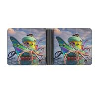 FekiLoot Octopus Ship Wallet Slim Leather Bifold Wallet Extra Capacity Wallets with Multiple Card Slots Men Billfold
