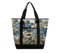 FekiLoot Old Blue Flower Shopping Bag Tote Bag Reusable Grocery Bags