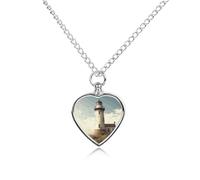 FekiLoot Old Lighthouse Urn Necklace Heart, Cremation Jewelry with Funnel Kit Keepsake,Ashes Necklace for Dog Cat Love Women And Men