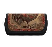 FekiLoot Old Rooster Illustration Pencil Case Portable Zipper Large Capacity Pencil Bag Handheld Multi Function Portable Pencil Pouch Organizer for Family Office Supplies