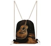 FekiLoot Old West Guitar Drawstring Backpack Gym Bag Lightweight Sport Gym Sackpack for Beach, Travel, Yoga, Swimming