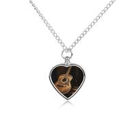 FekiLoot Old West Guitar Urn Necklace Heart, Cremation Jewelry with Funnel Kit Keepsake,Ashes Necklace for Dog Cat Love Women And Men