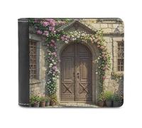 FekiLoot Old Wooden Door Wallet Large Capacity Slim Bifold Wallet with Multiple Card Slots PU Leather Men Purse
