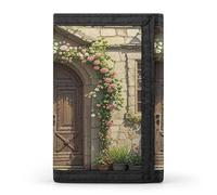 FekiLoot Old Wooden Door Wallet Slim Trifold Wallets with Multiple Card Slots Credit Card Holder Pocket Coin Purse