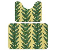 FekiLoot Olive Leaf Vines Bath Rug Mat 2 Piece Set 15.7"x23.6" Super Absorbent Bathroom Rugs with U Shaped Contour Bathroom Mat Washable Bath Mats, Non-Slip Backing for Toilet Rug