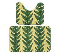 FekiLoot Olive Leaf Vines Bath Rug Mat 2 Piece Set 19.7"x31.5" Super Absorbent Bathroom Rugs with U Shaped Contour Bathroom Mat Washable Bath Mats, Non-Slip Backing for Toilet Rug