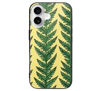 FekiLoot Olive Leaf Vines for iPhone 16 Case Tempered Glass TPU Back Panel Shockproof with Anti-Fingerprint Phone Cover Black