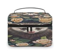 FekiLoot Opossum And Roses Makeup Bag Large Capacity Travel Cosmetic Bag Lightweight Hand-held Toiletry Bags Portable Cosmetic Pouch Cute Make Up Pouch for Women