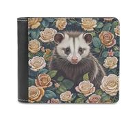 FekiLoot Opossum And Roses Wallet Large Capacity Slim Bifold Wallet with Multiple Card Slots PU Leather Men Purse